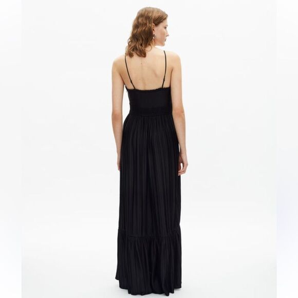 $325 The Kooples Shirred Long Maxi Black Dress with Bows Tiered Skirt NWT - Picture 4 of 15